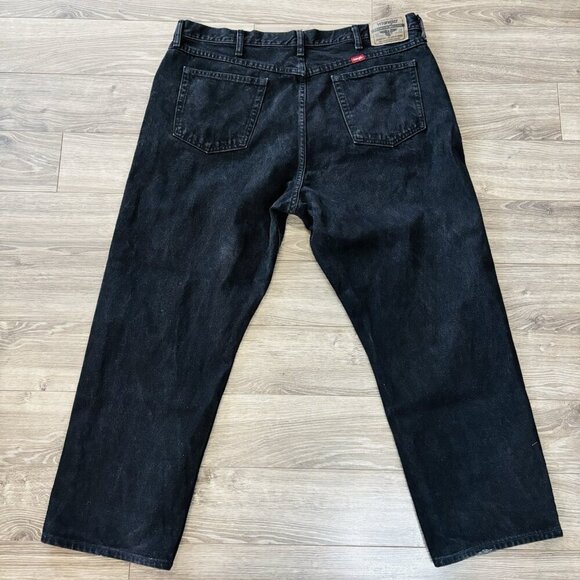Wrangler Jeans Black Denim Relaxed Fit Taper Leg High Rise Mens Size 40x30 - Picture 13 of 15